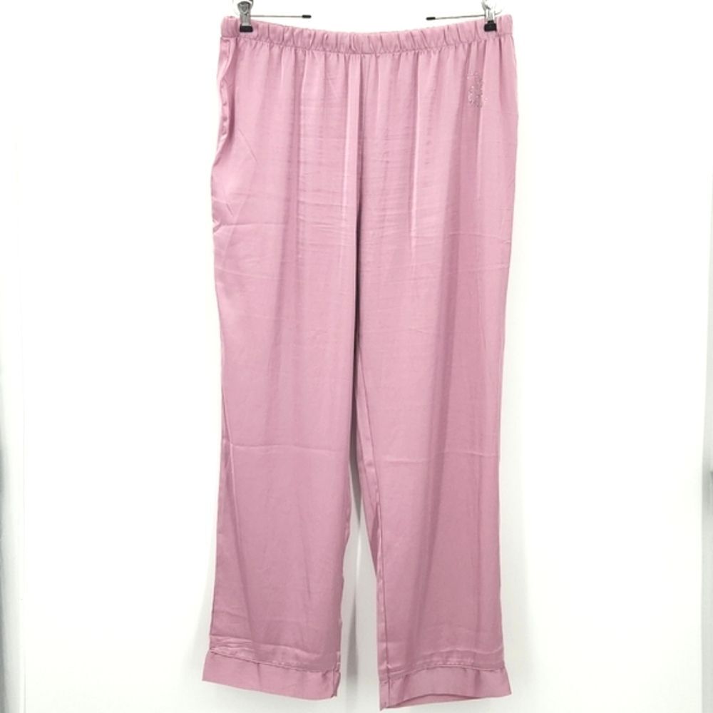 Juicy Couture Satin Pajamas Pants Womens XL Rhinestone Bling Y2K Retro Pastel
